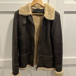 Bod & Christensen Brown Leather and Shearling Jacket